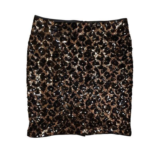 Cache’ Sequin Mini Skirt‎ Women Small Black & Gold Leopard, Animal Print Party - Picture 3 of 9